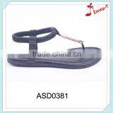 Zhejiang Product Latest Design Good Quality Lady Fashion Paillette Elastic Flat Sandals thumbnail-1