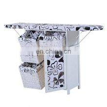 Chinese Factory Cheap Wooden Ironing Board Ironing Storage Cabinet With Wicker Drawers