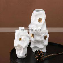 Artificial Flower Clay Vases Gold Decor Outside Personalized Boho Coffee Porcelain Luxury Home Dots Dot Decorative Ceramic Vase thumbnail-2