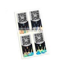 3D Custom Adhesive Hologram Anti Counterfeit Label With QR Code Printing