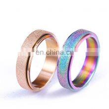 6mm Spinner Ring for Women Men Stress Release Rotatable Sandblasting Stainless Steel Tail Ring thumbnail-5