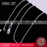 Fashion italian 1mm silver plating decorative metal ball chain LKNSPCC004