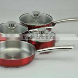 Europe Transparant High Temperature Coating Stainless Steel Pan Set With Induction Bottom