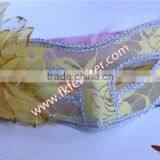 Party Supplies Birthday Yellow Plastic Halloween Mask With Artificial Flower thumbnail-2