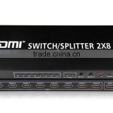 2 input 8 output hdmi switch splitter 3D 1080p