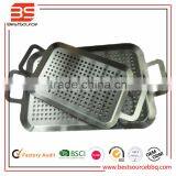 Stainless Steel Pre-seasoned Cast Iron Double Burner BBQ Charcoal Grill Pan thumbnail-1
