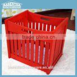 Red Wooden Storage Basket Solid Pine Wood Storage Basket thumbnail-1