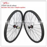 29er XC carbon clincher wheels for mountian bike 700C, handbuild mtb wheels 28mm width 25mm deep offset clincher rims, 28H/28H