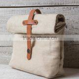 Personalized Waxed Canvas Lunch Bag With Leather Trim Quality Choice thumbnail-1