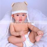 Cute Bear Shape Beige Color hand crocheted beanie baby hat