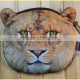 Creative Lovely Cartoon Double Print Xl 12.5x12cm 3D Solid Tiger Leopard Lions Kids Plush Small Change Coin Handbag thumbnail-4