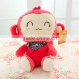 Creative Ccartoon Hot-selling Small Plush Toy 20 cm Height Red Brown Monkey Doll With Scarf
