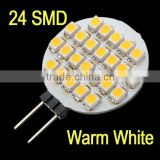 2015 whole sale Hot sale 24SMD LED Lighting G4 lamps 3528 warm wthie 130LM