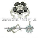 Flower Design Sterling Silver Teenagers Jewelry Set, Earring and Ring Set Designs, Fashion Jewelry Set thumbnail-1