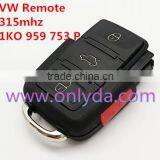 VW 3+1 Button Remote Control 1KO 959 753P With 315mhz
