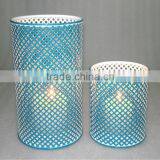 Pillar Candle Holder in Blue & White Finish thumbnail-1