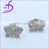 Butterfly shape earring micro pave setting stud earring with zircon stone in 925 silver