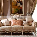 Luxury Solid Wood Home Furniture Flower Carving Fabrice Sofa Set thumbnail-1
