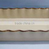 Set of 2 Newest 16.3" Beige Color Glazed Ceramic Loaf Pan thumbnail-1