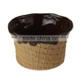4.5" Chocolate Customized Ceramic Ice Cream Bowl thumbnail-1