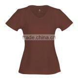 Dark Brown V-neck Collar T-shirt thumbnail-1