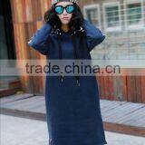 Ladies Plain Color Simple Trendy Korean Style Long Sleeve Casual Autumn Hoody Dress thumbnail-5