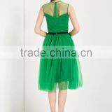 2016 Hot Selling Women Fashion Sleevless Mesh Tutu Evening Dress Green Beaded Short Dress of Evening thumbnail-6