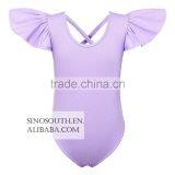 Girls' Dance Gymnastic Leotards Solid Color Ruffle Kids Flutter Sleeve Leotard thumbnail-3