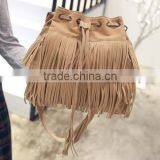 Small Bucket Women Tote Bag 2016 High Quality Tassels Genuine Leather Bag Women Messenger Bags Famous thumbnail-6