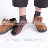 WS-33 Women Lace Ruffle Ankle Sock Soft Comfy Sheer Silk Cotton Elastic Mesh Knit Frill Trim Transparent Women's Socks thumbnail-4