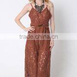 M783 D.Y Fashion 2016 Women Gallus Lace V-neck Bowknot Jumpsuit Pants thumbnail-1