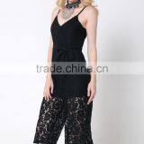 M783 D.Y Fashion 2016 Women Gallus Lace V-neck Bowknot Jumpsuit Pants thumbnail-4