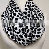 Black on White Polka Dots Infinity Scarf, Circle Scarf, Loop Scarf, Scarves, Spring - Fall - Winter Fashion