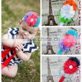 Boutique Chiffon Chic Flower Covered Headbands Beaded Pearl and Rhinestone Buttons thumbnail-1