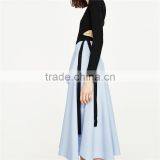 2017 OEM Spring Pure Wathet Blue Layered Long High Waisted Skirts thumbnail-2