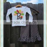 Toddler Thanksgiving Outfit Thanksgiving Outfits Kids Turkey Embroidered Top and Polka Dots Pants Sets thumbnail-1