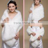 Trendy Design Warm Winter Women Blue Fox Fur Shawls-White Color