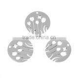Stainless Steel Cut Out Charms Round Silver Tone Flower thumbnail-3