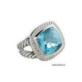 Sell Sterling Silver Ring With Swiss Blue Topaz and Diamond thumbnail-1