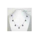 Sterling Silver Black Pearl Necklace thumbnail-1