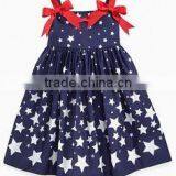 2016 New Fashion Stars Fluffy Dress Pretty Girl Bowknot Sundress Girls Party Dress July 4th Dress