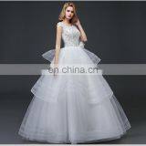 HS1601 Vintage Lace Applique Elegant White Ruched Tulle Wedding Dress 2017 thumbnail-5