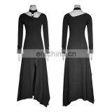 Gothic Punk Rave Black Longsleeve Asymmetrical Halterneck Maxi Dress PQ-192 thumbnail-1