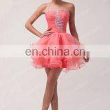 Grace Karin Strapless Watermelon Red Beaded Cocktail Dresses Short CL6077-1 thumbnail-2