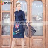 Dong guan clothing factory printed fashion ladies dress china style dress with button