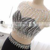New Fashion Two-Piece Cap Sleeve Black Mermaid Crystal Beaded Evening Gowns Evening Dresses LX321 thumbnail-6