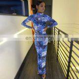 LAITE D2178 Hot Sales Women See-through Printed Casual Dresses Ladies Fashion Split Dresses thumbnail-5