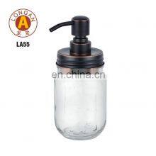 Wholesale Bathroom Sets Stainless Steel 304 Mason Jar Round Shape Glass Bottle With Mason Jar Soap Dispenser Lid thumbnail-1