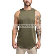Army Green Plain Tank Top for Men Cotton Spandex Jersey Tanks Wholesale Gym Wear thumbnail-4