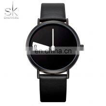 SHENGKE New Trendy Handwatchs Minimalist Dial Design Watchs Black PU Strap Wrist Watchs K0090L thumbnail-1
